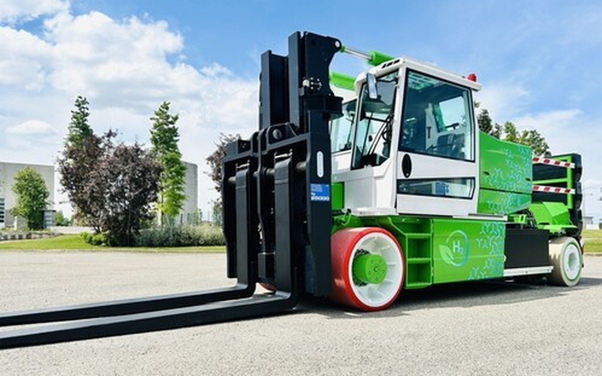 Heavy-duty machinery moving forklift