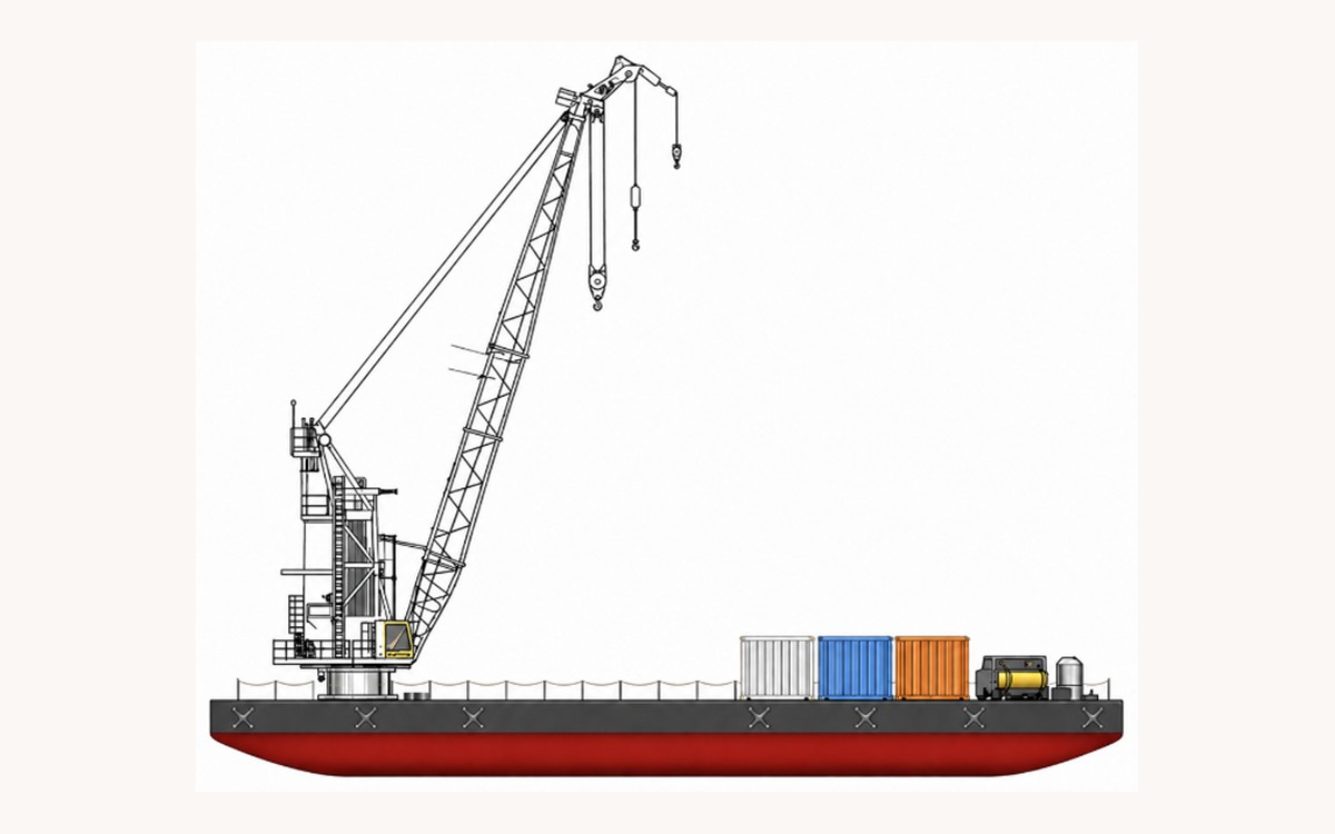 Maritime crane for dockside and barge lifting