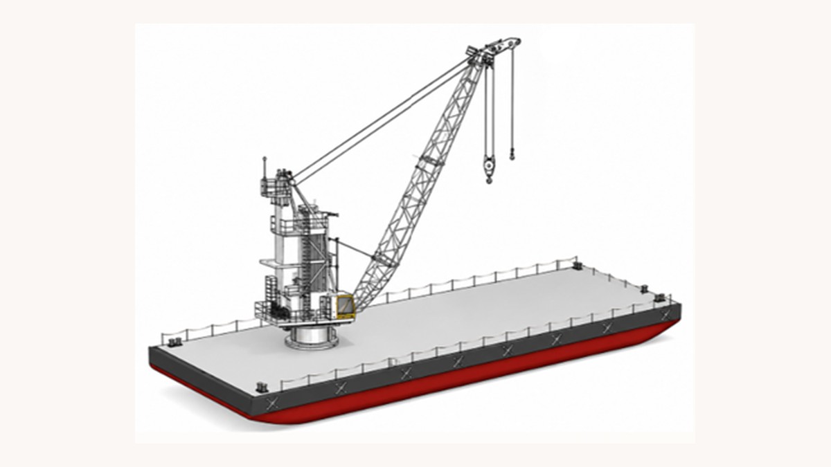 Maritime crane lifting loaded containers